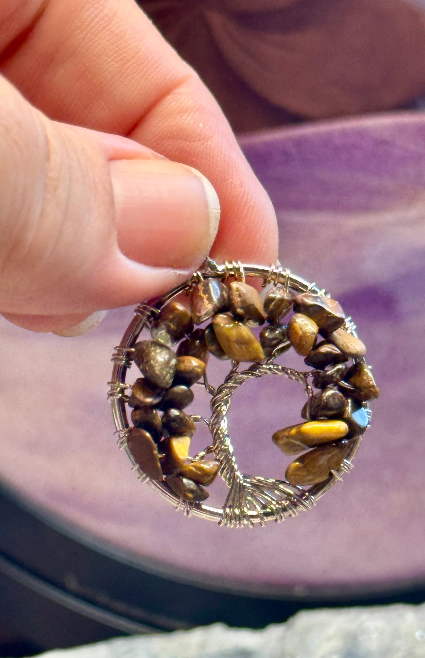 Pendentif Arbre de vie - Œil de tigre
