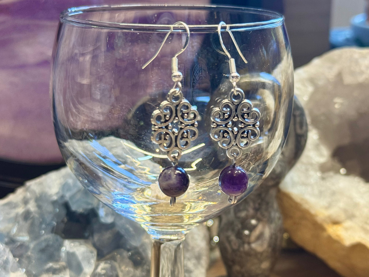 Boucles d’oreilles fantaisie Améthyste
