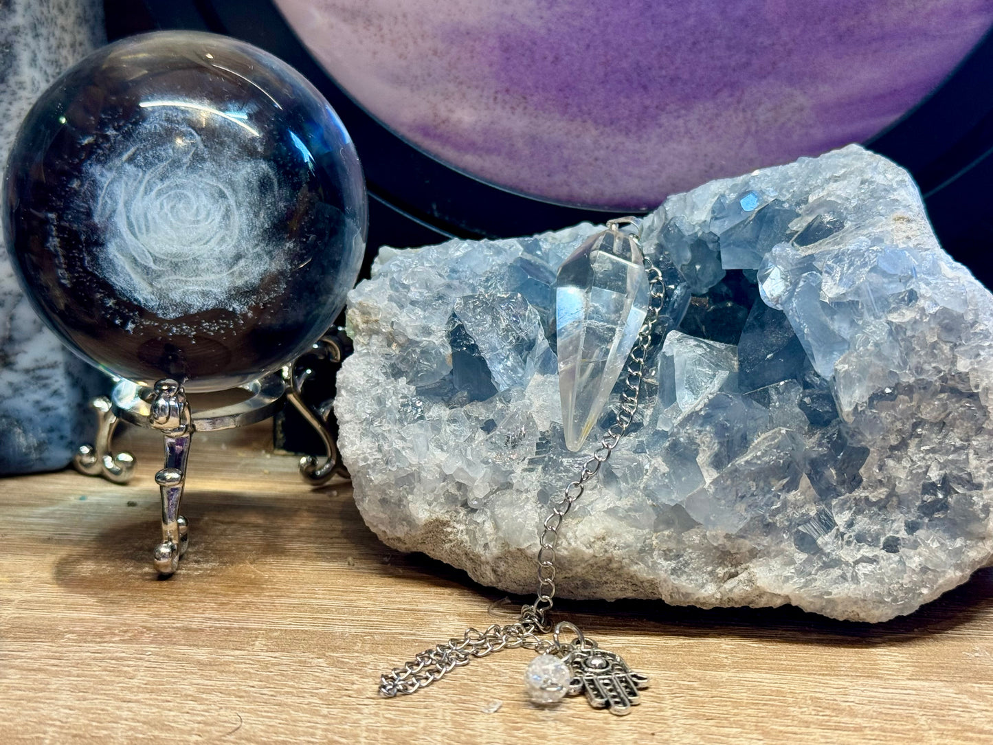 Pendule de Cristal de Roche et Main de Fatma