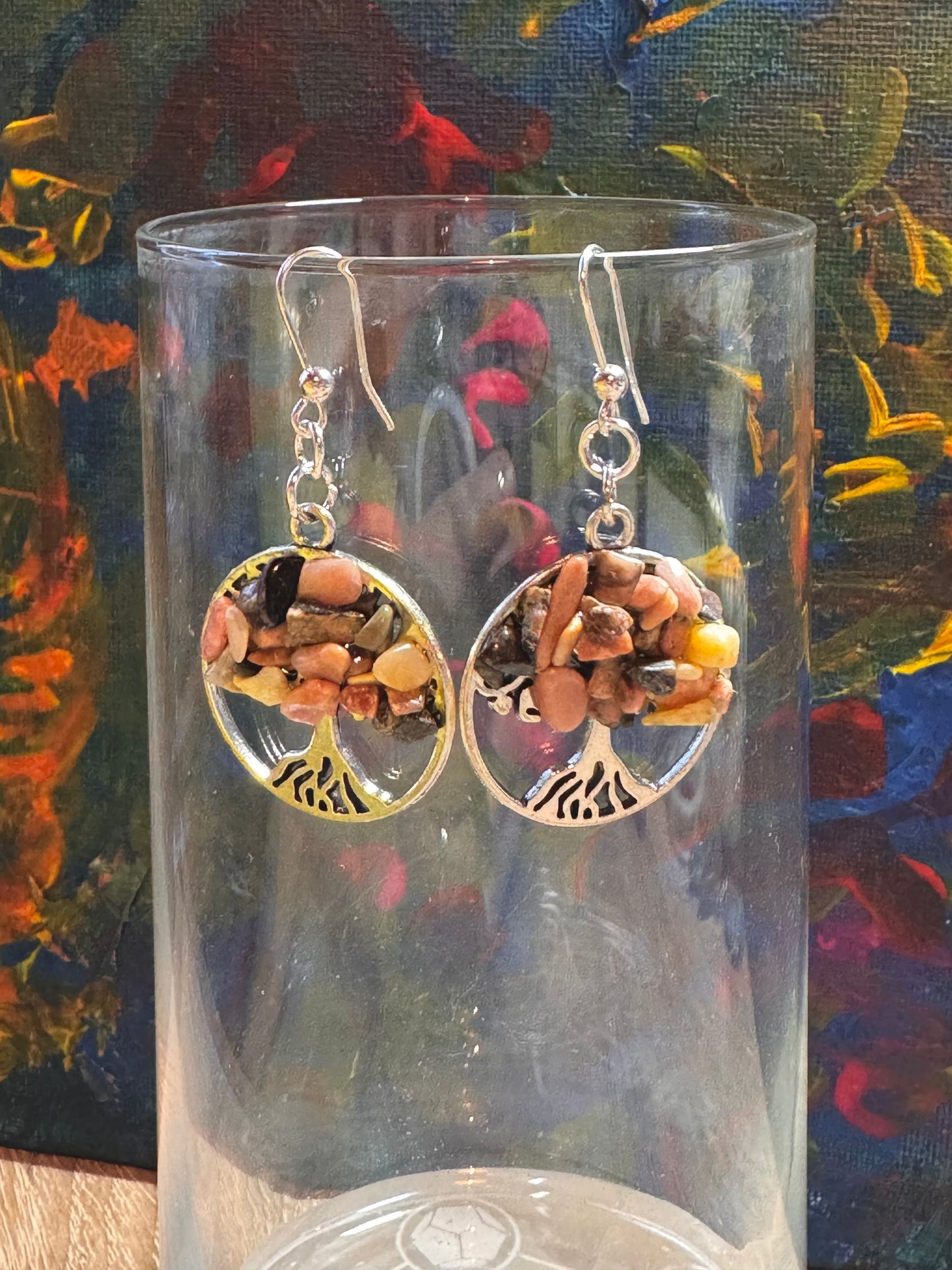 Boucles d’oreilles argent et rhodonite