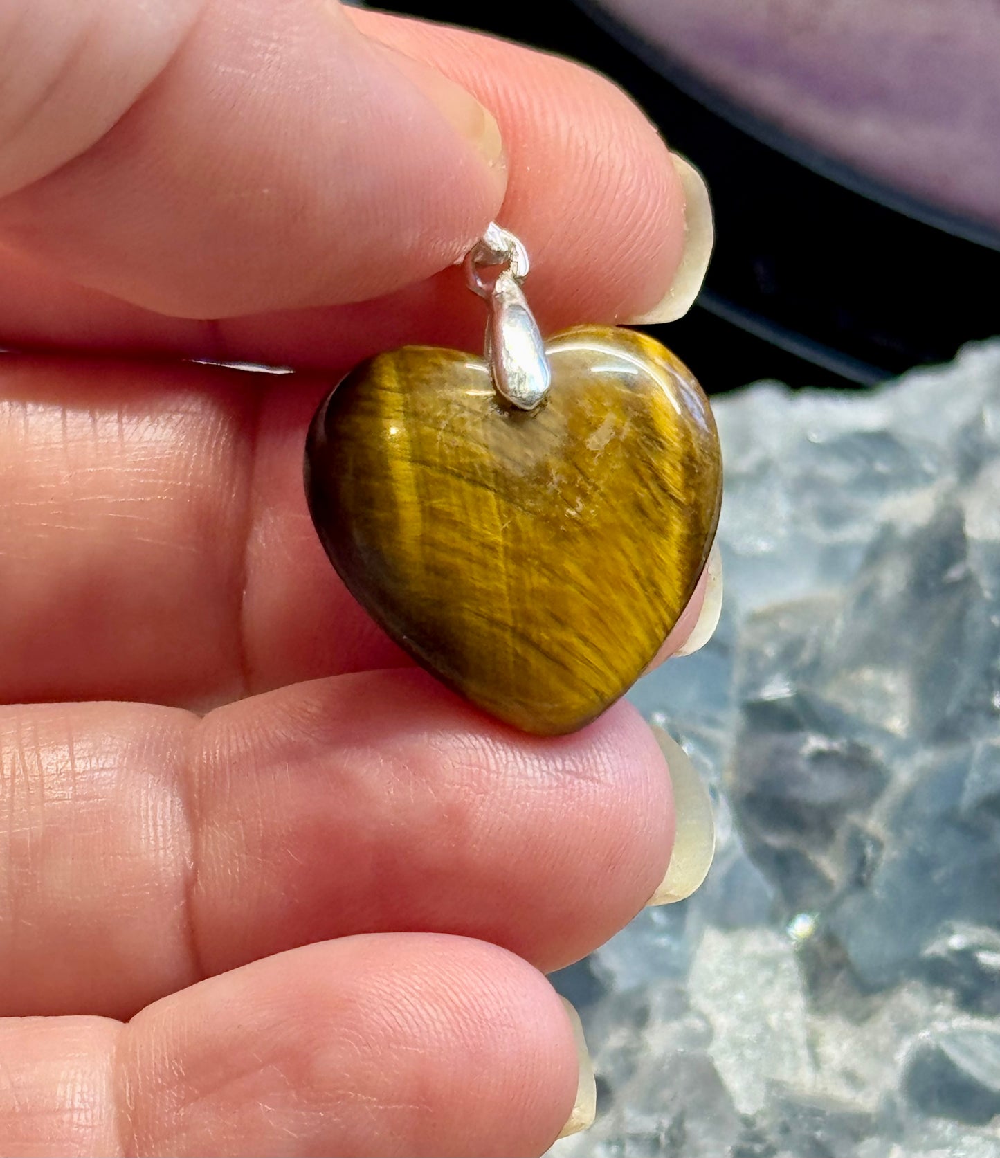 Pendentif Cœur en Oeil de Tigre - 3