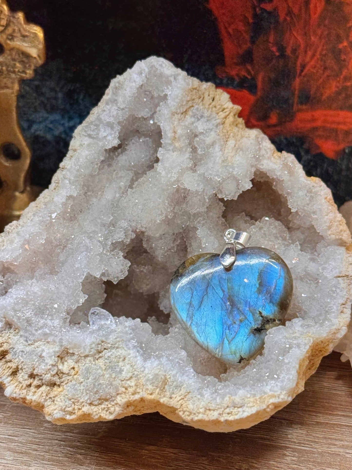 Pendentif cœur en labradorite