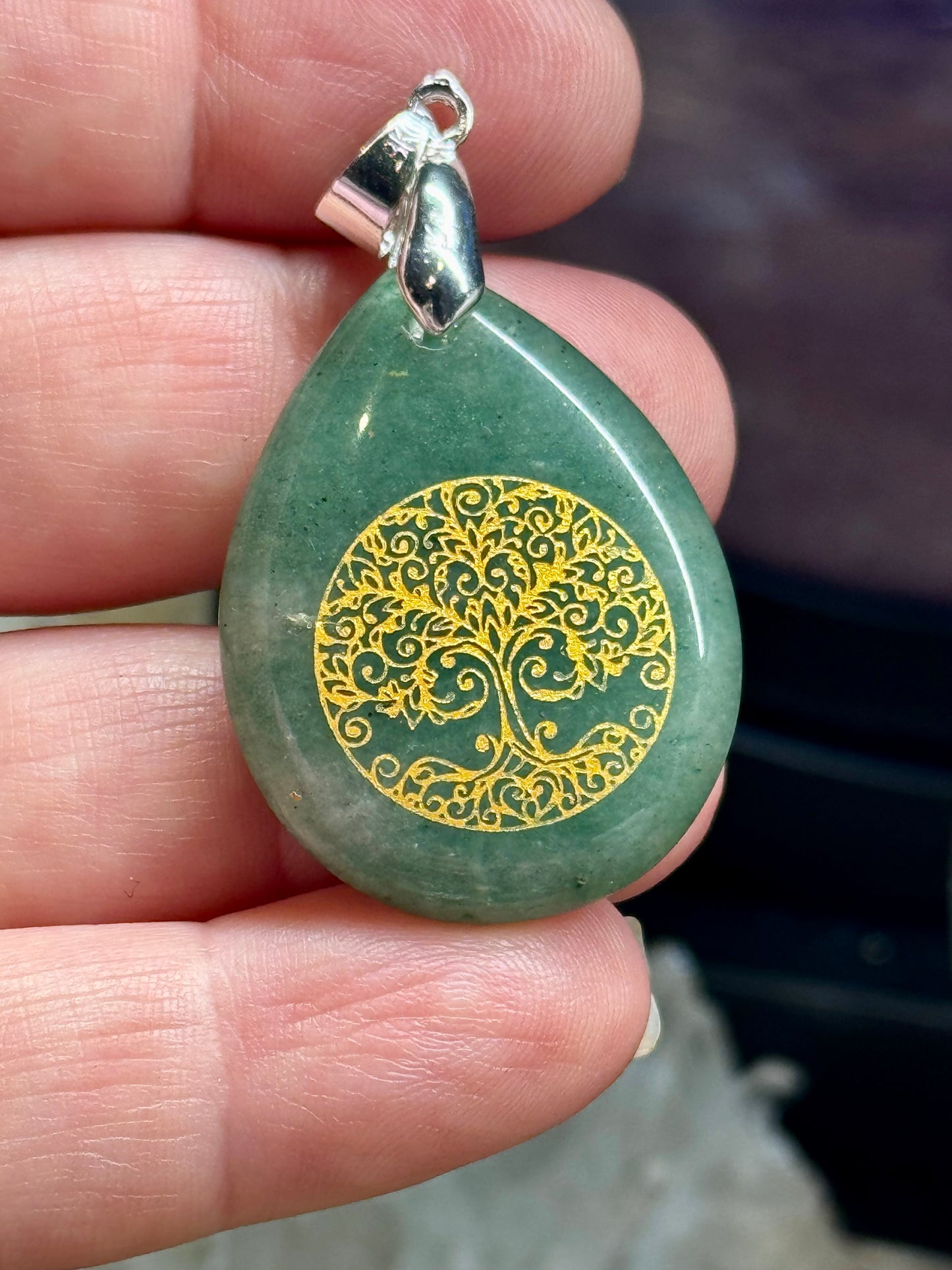 Pendentif goutte d’aventurine verte