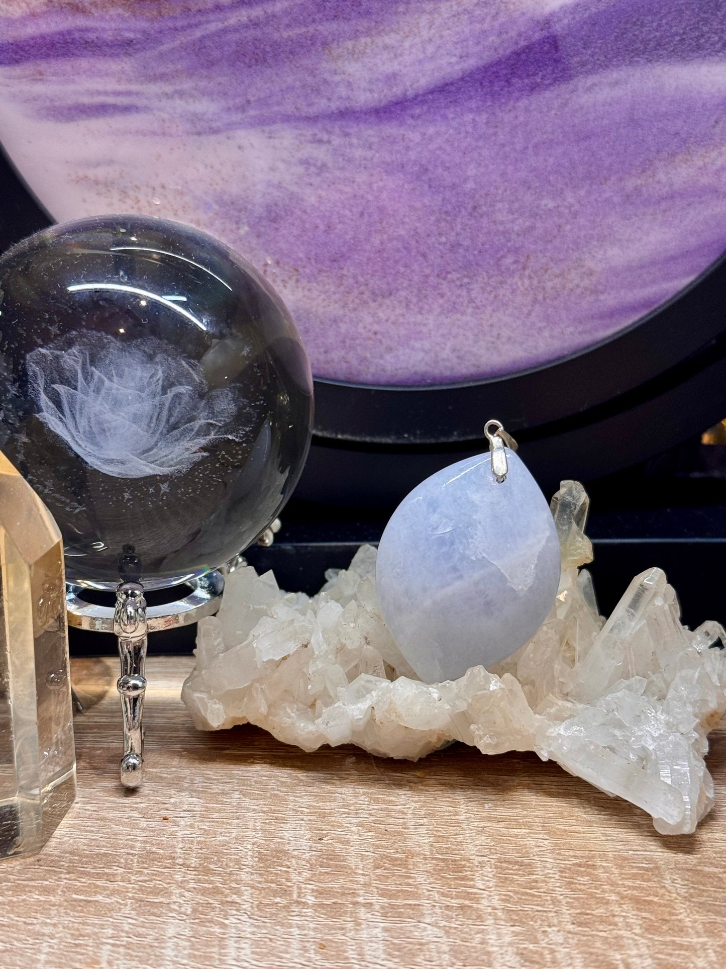 Pendentif de calcite bleue