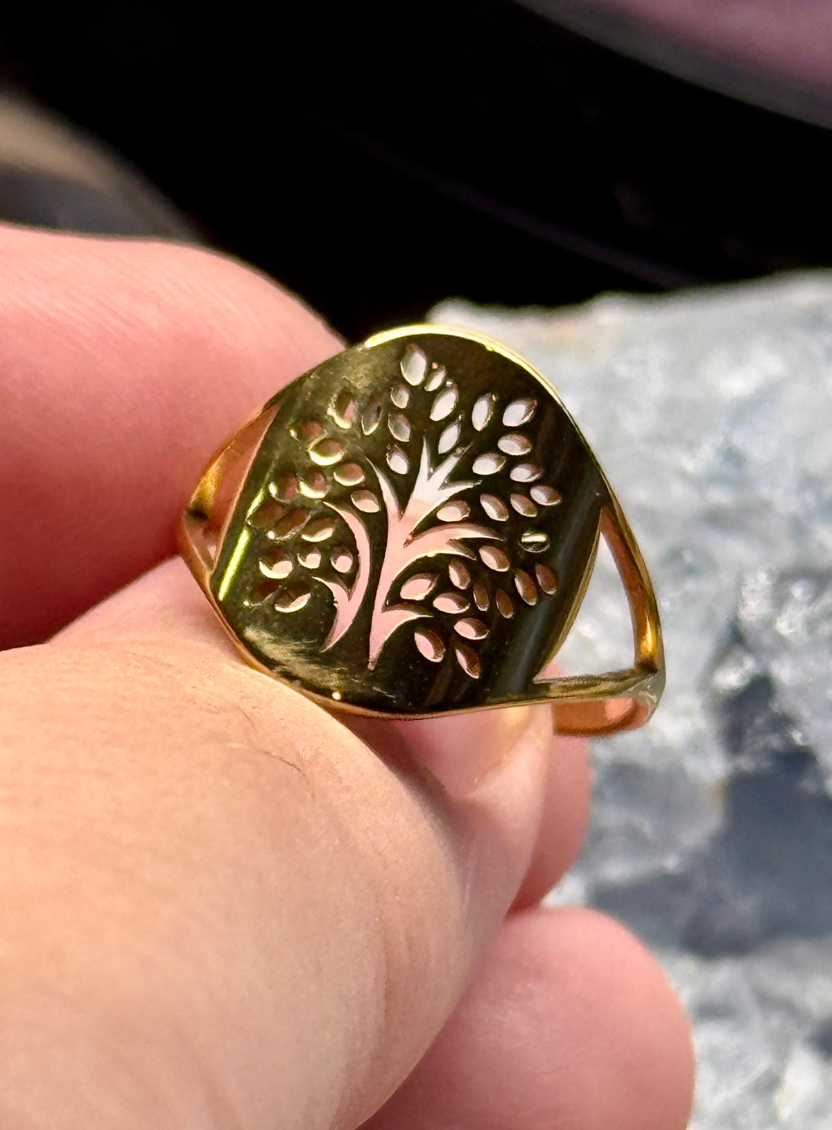 Bague Arbre de vie T56 doré