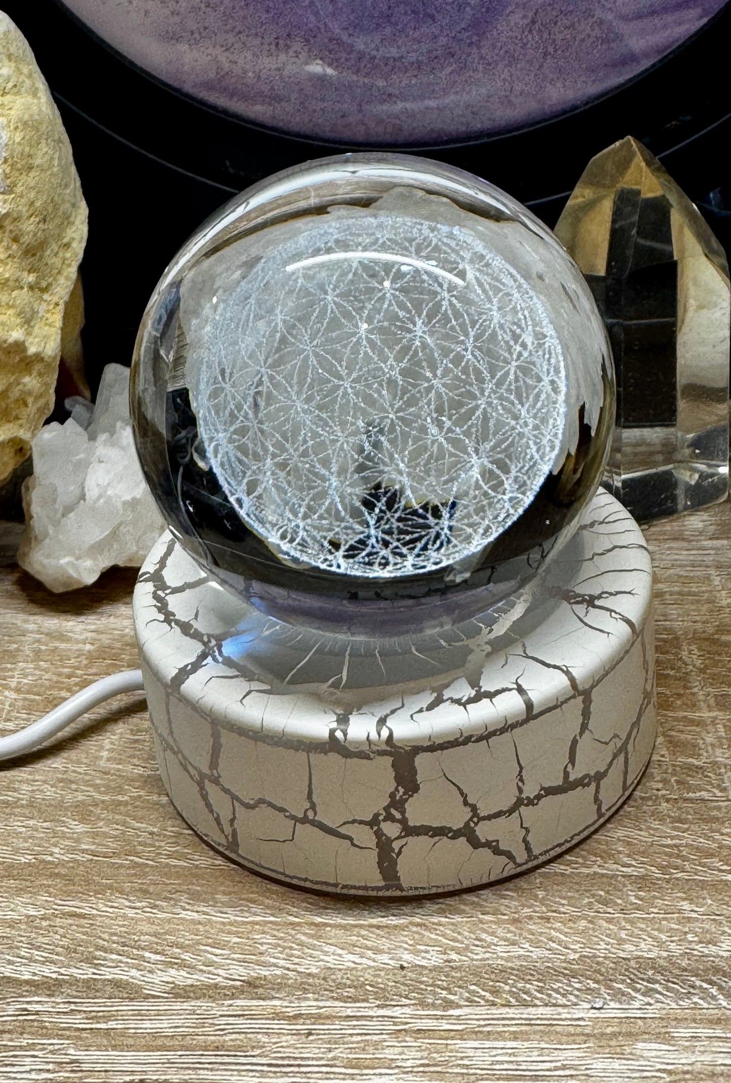 Sphère en verre K9 - Fleur de vie