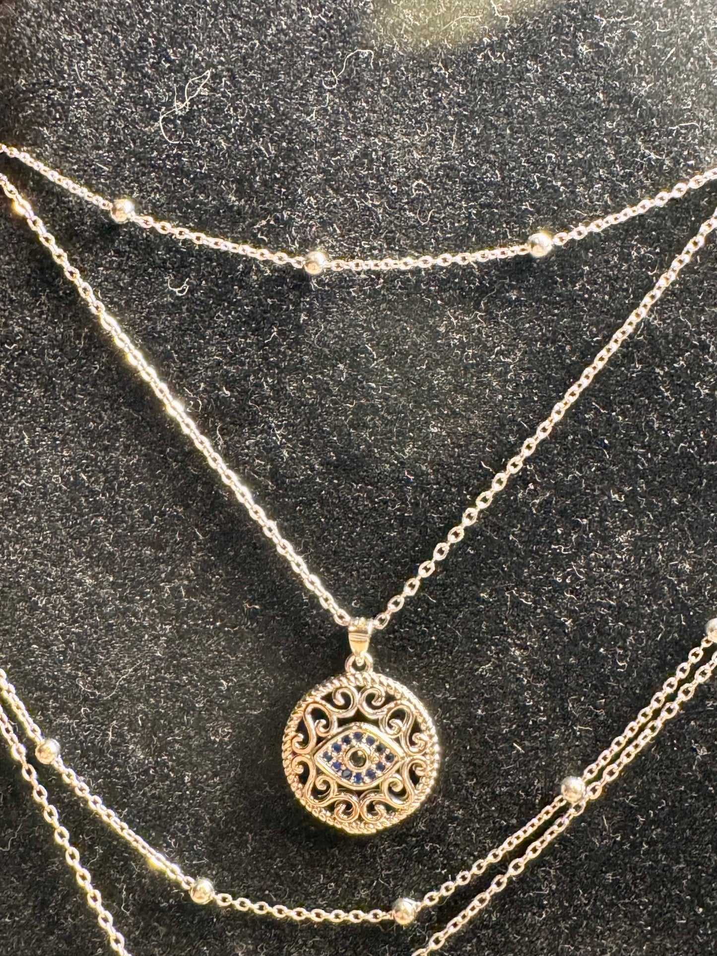 Collier double en argent avec œil de Nazar