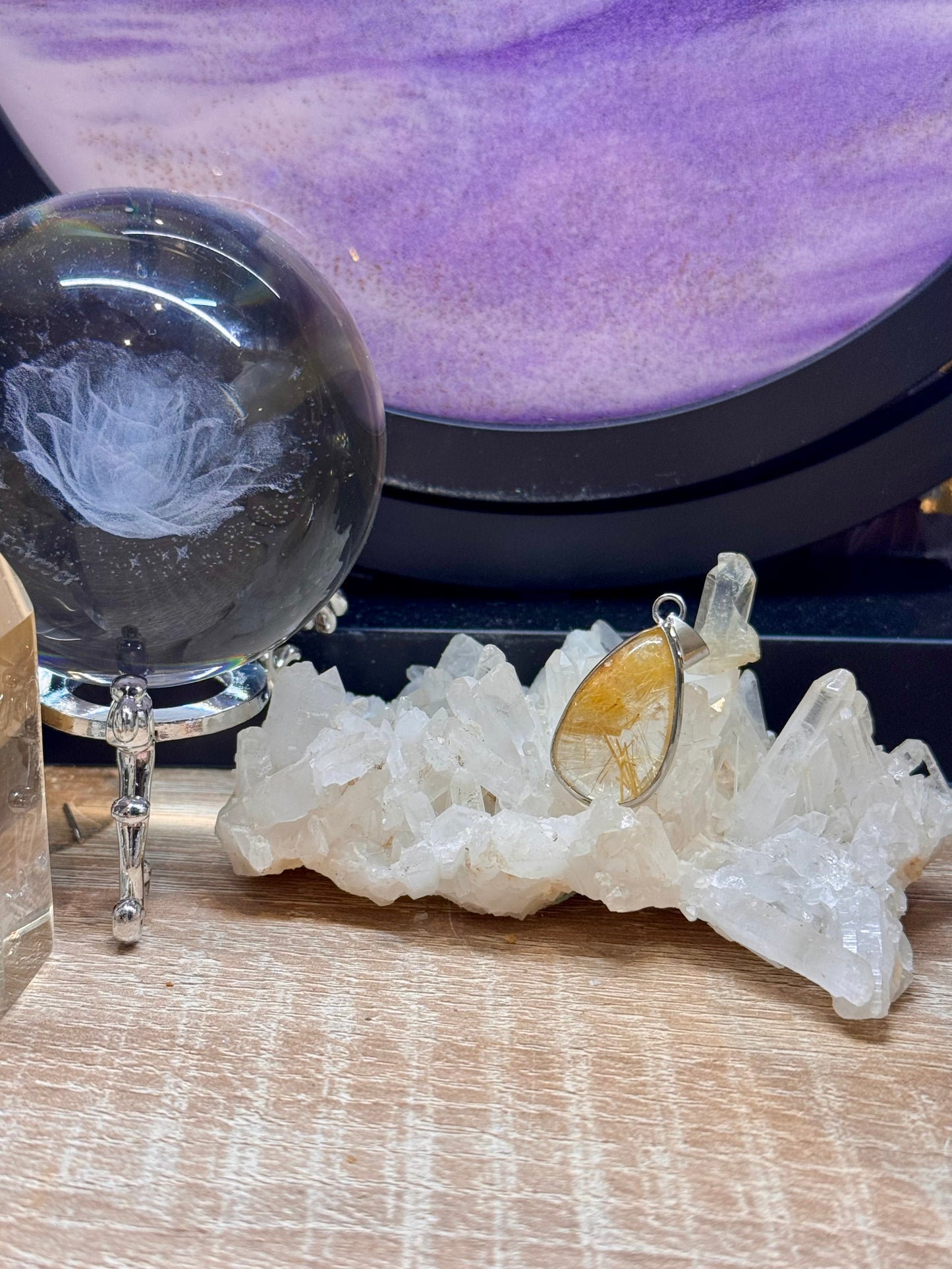 Pendentif cerclé de Quartz Rutile 2