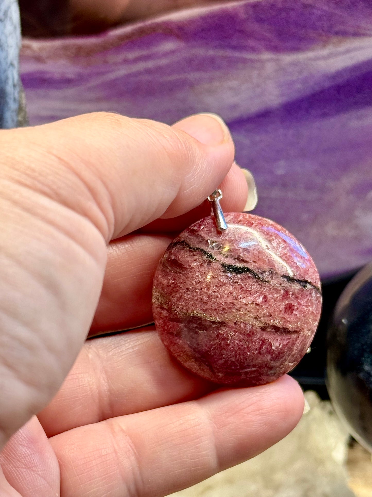 Pendentif Rhodonite ronde