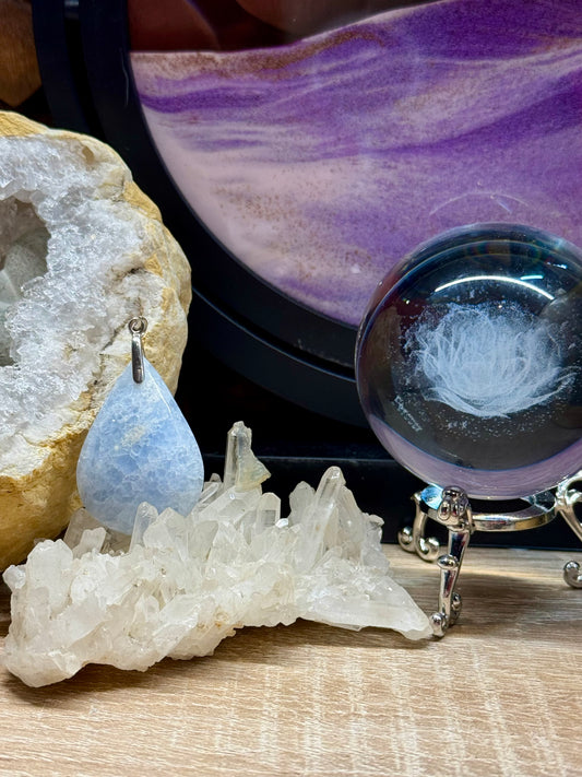 Pendentif de Calcite Bleue