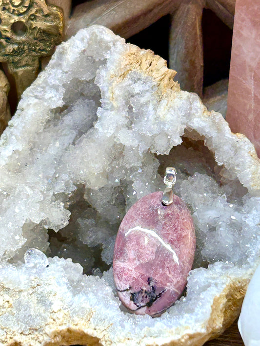 Pendentif de rhodonite