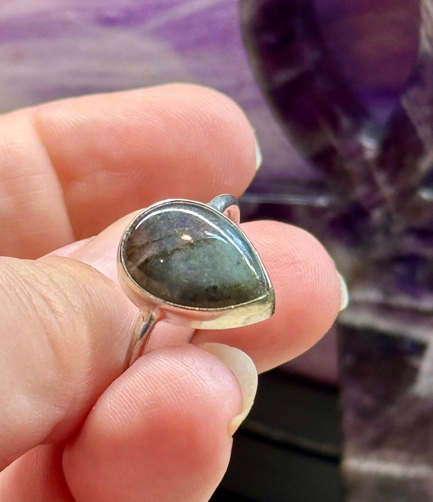 Bague Labradorite goutte T54