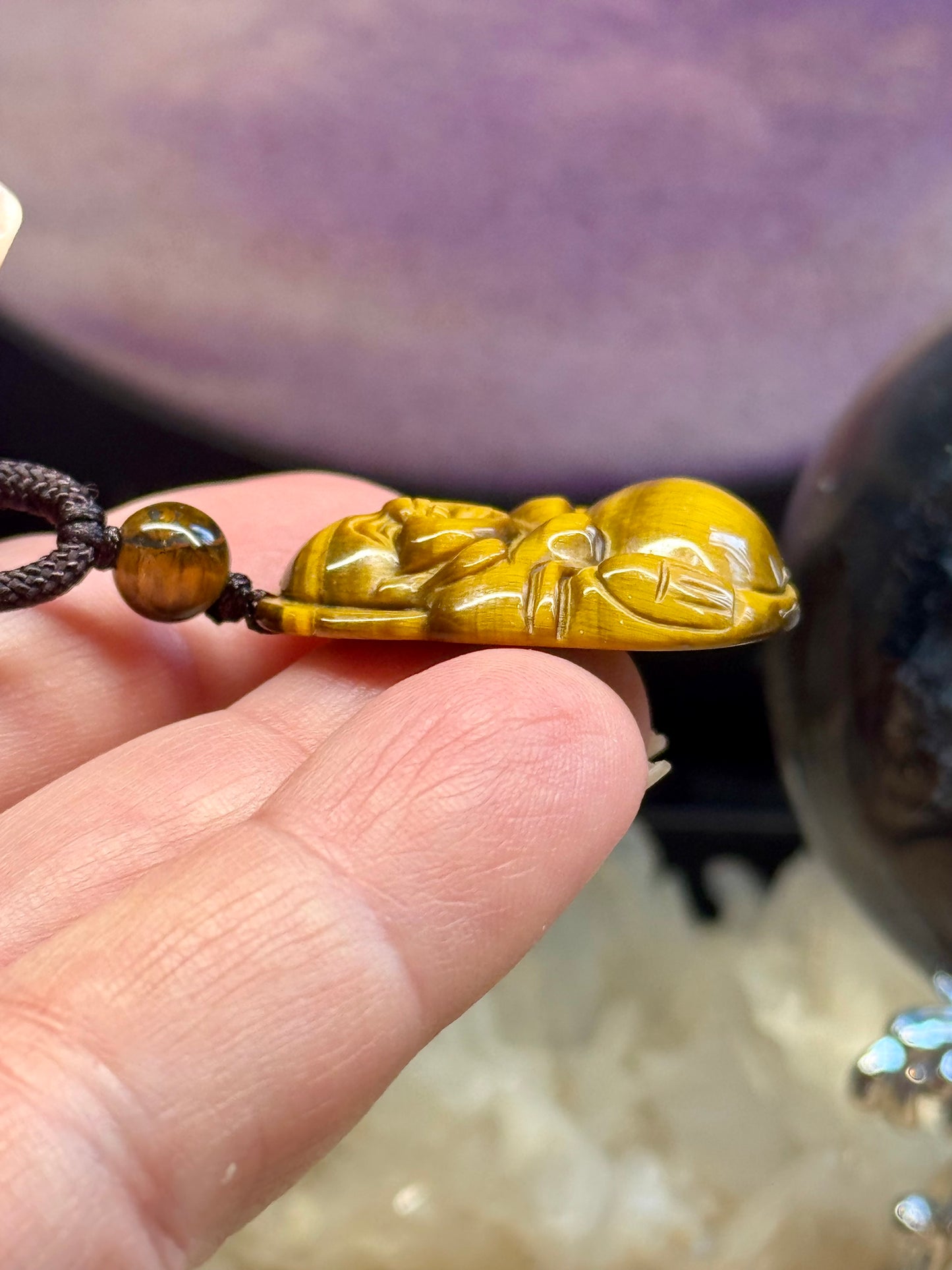 Bouddha Rieur en Oeil de Tigre