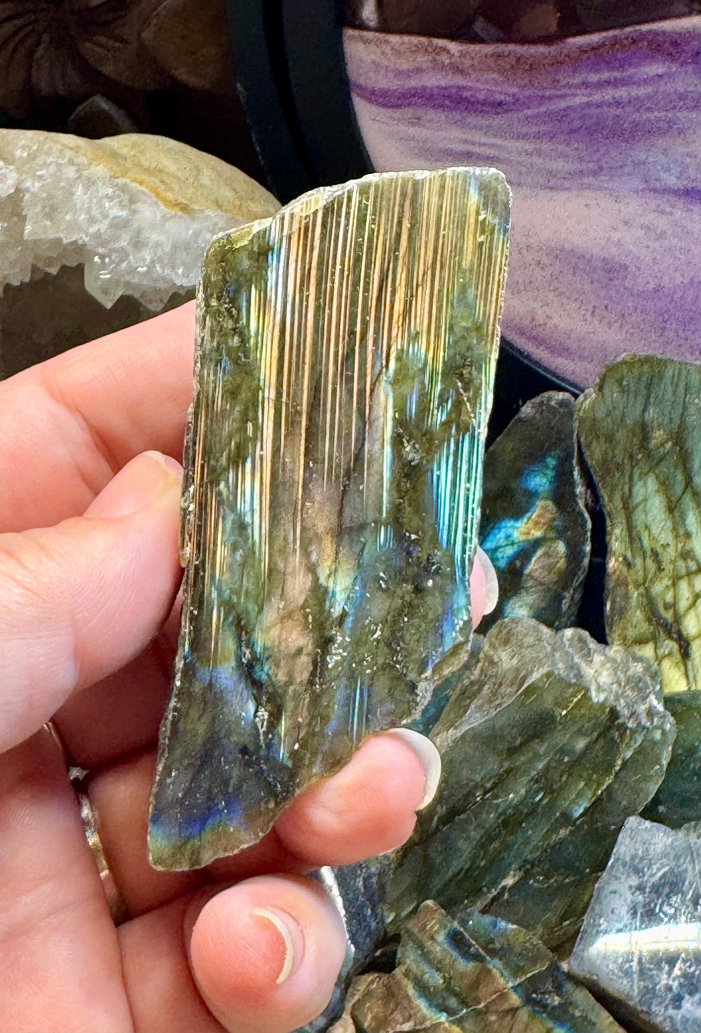 Labradorite une face polie