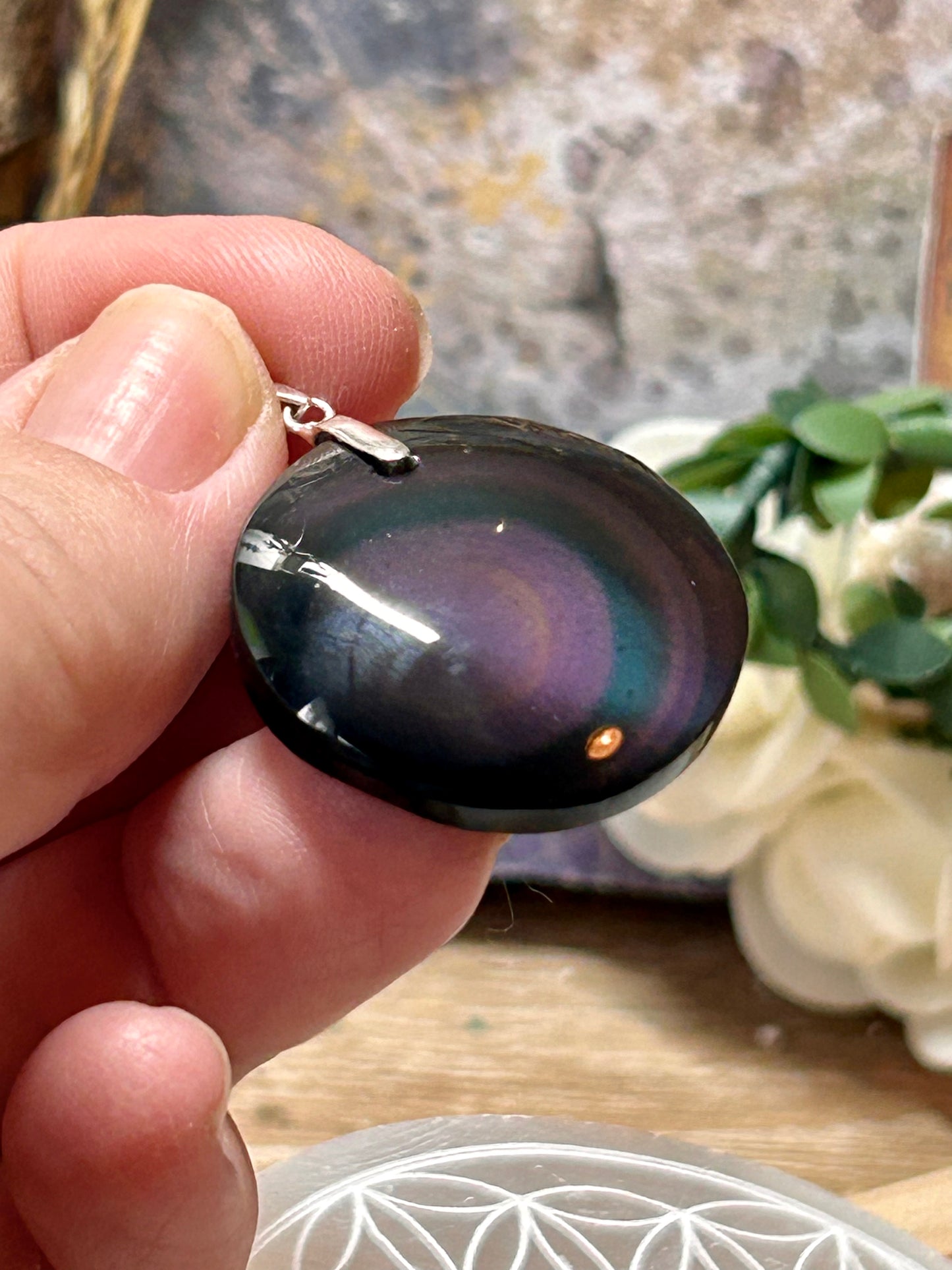 Pendentif en obsidienne œil céleste