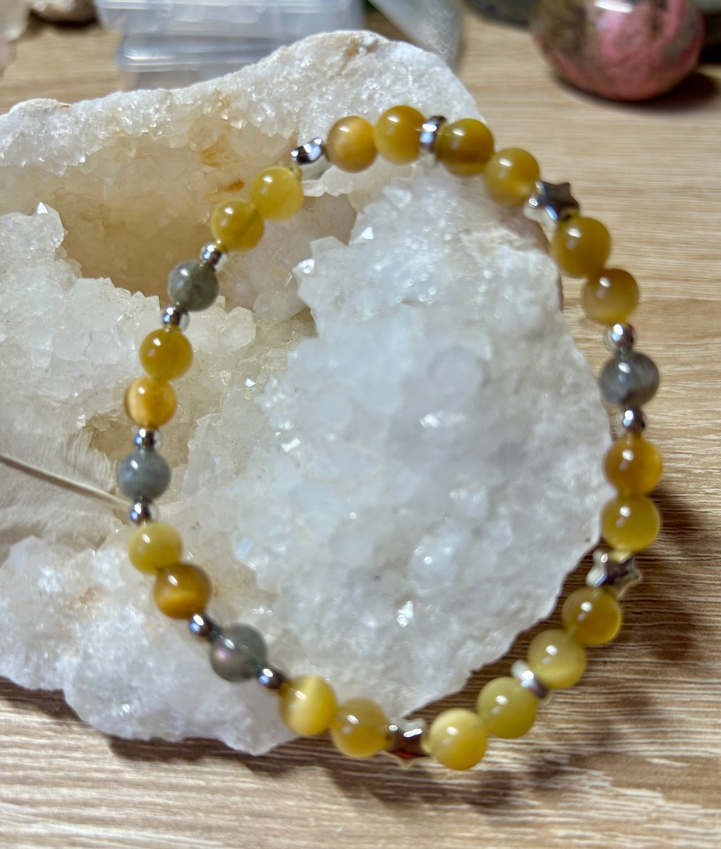 Bracelet œil de tigre et labradorite