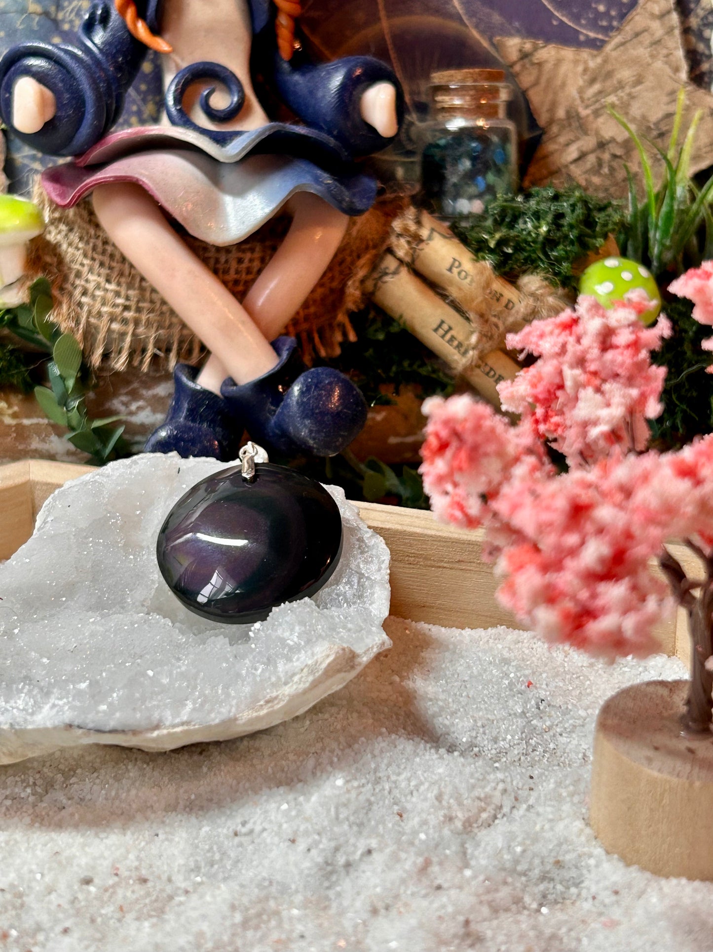 Pendentif en obsidienne œil céleste