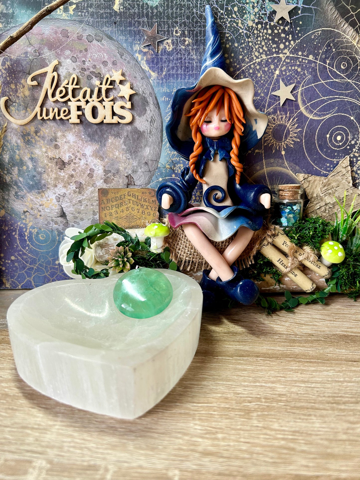 Pendentif de fluorine - bélière en métal argenté