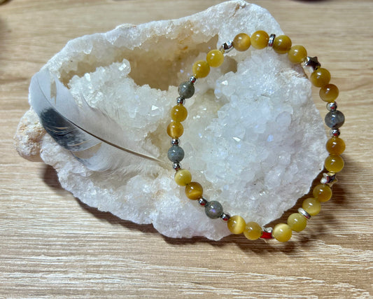 Bracelet œil de tigre et labradorite