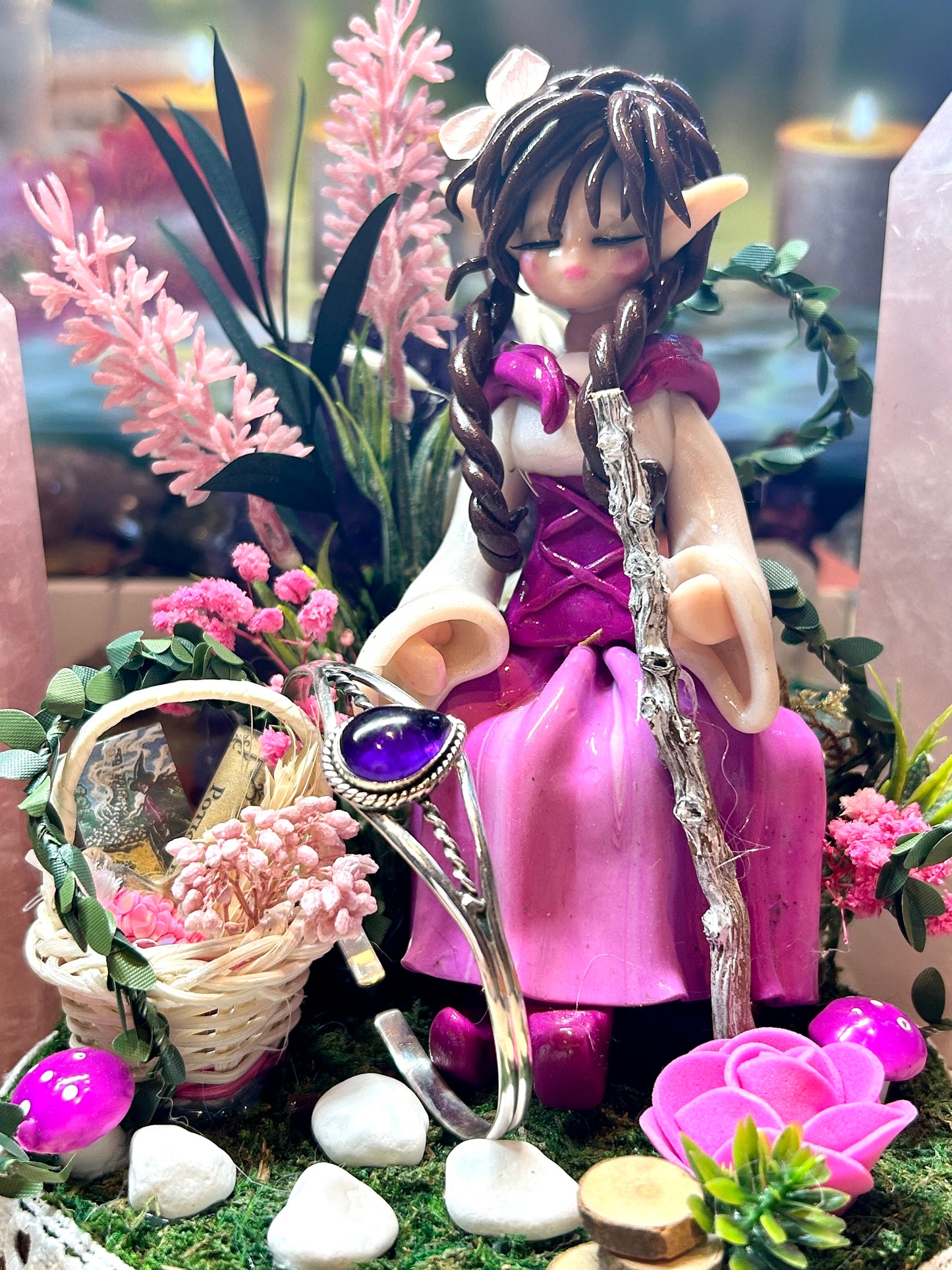 Bracelet jonc en argent et améthyste