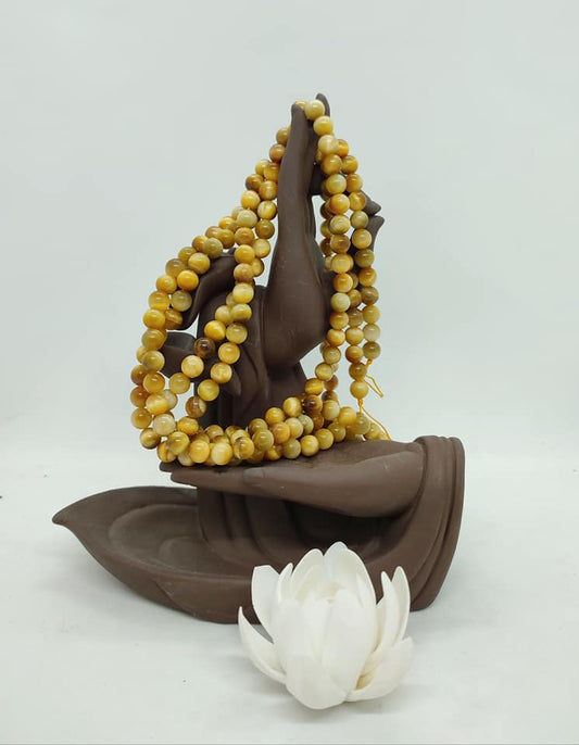 Fil de perles d'oeil de tigre doré 8mm