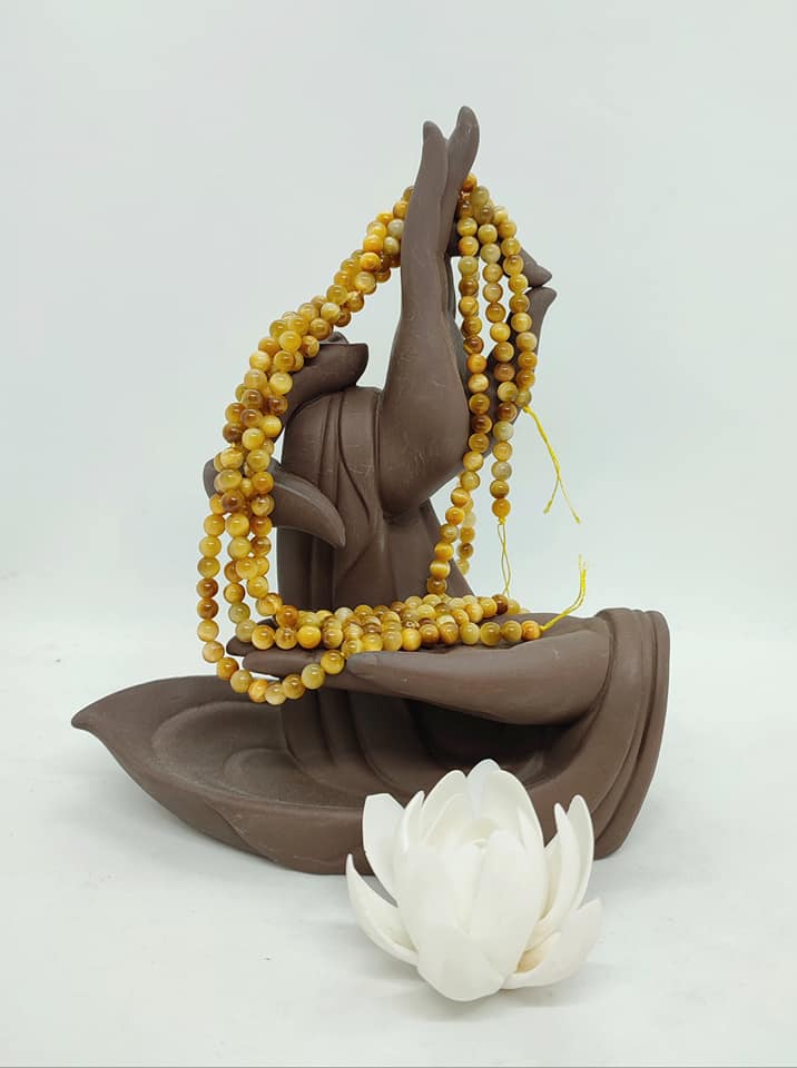 Fil de perles d'oeil de tigre doré