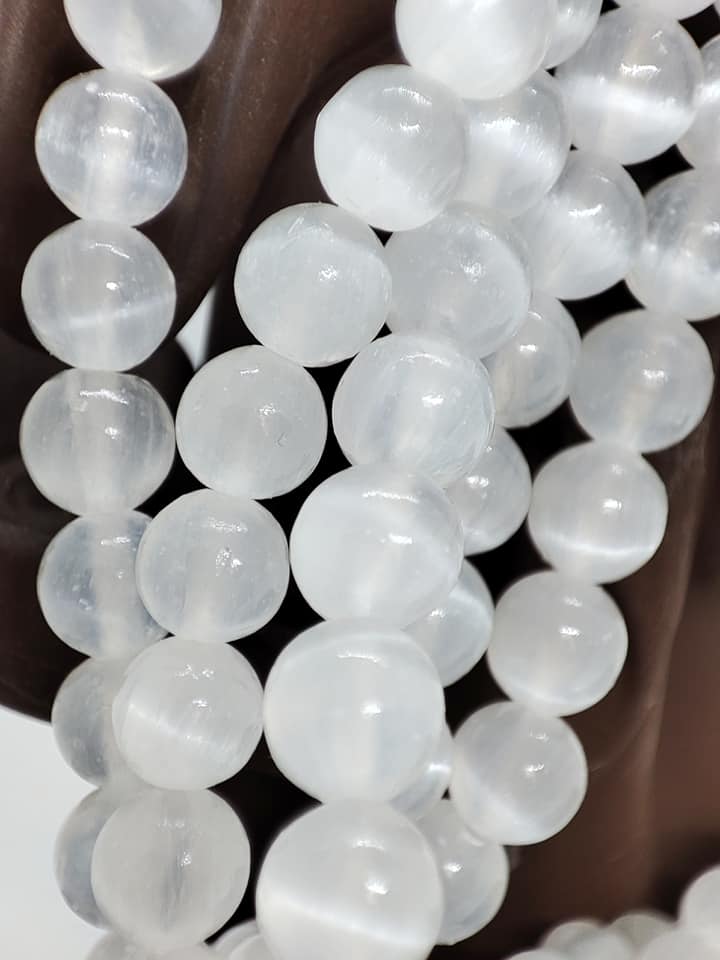 Fil de perles de sélénite 6mm