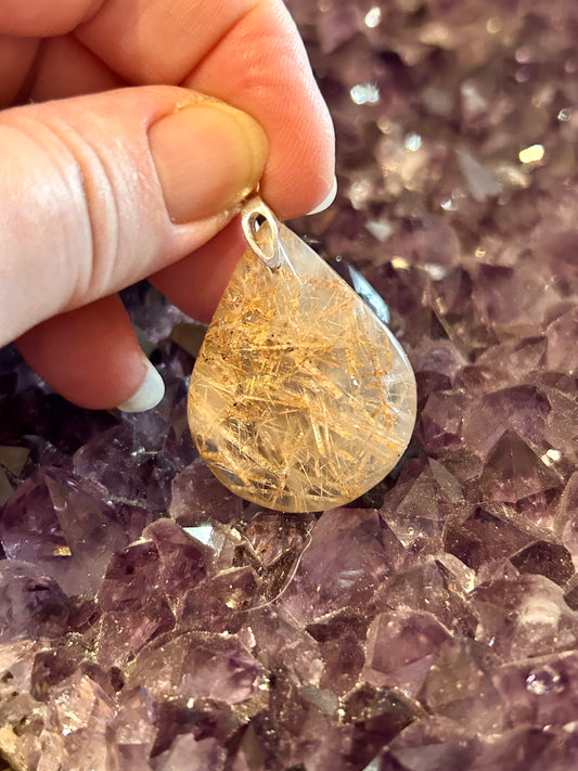 Pendentif de quartz rutile cuivré