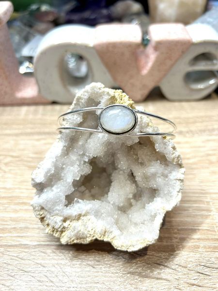 Bracelet jonc en argent 925 et pierre de lune