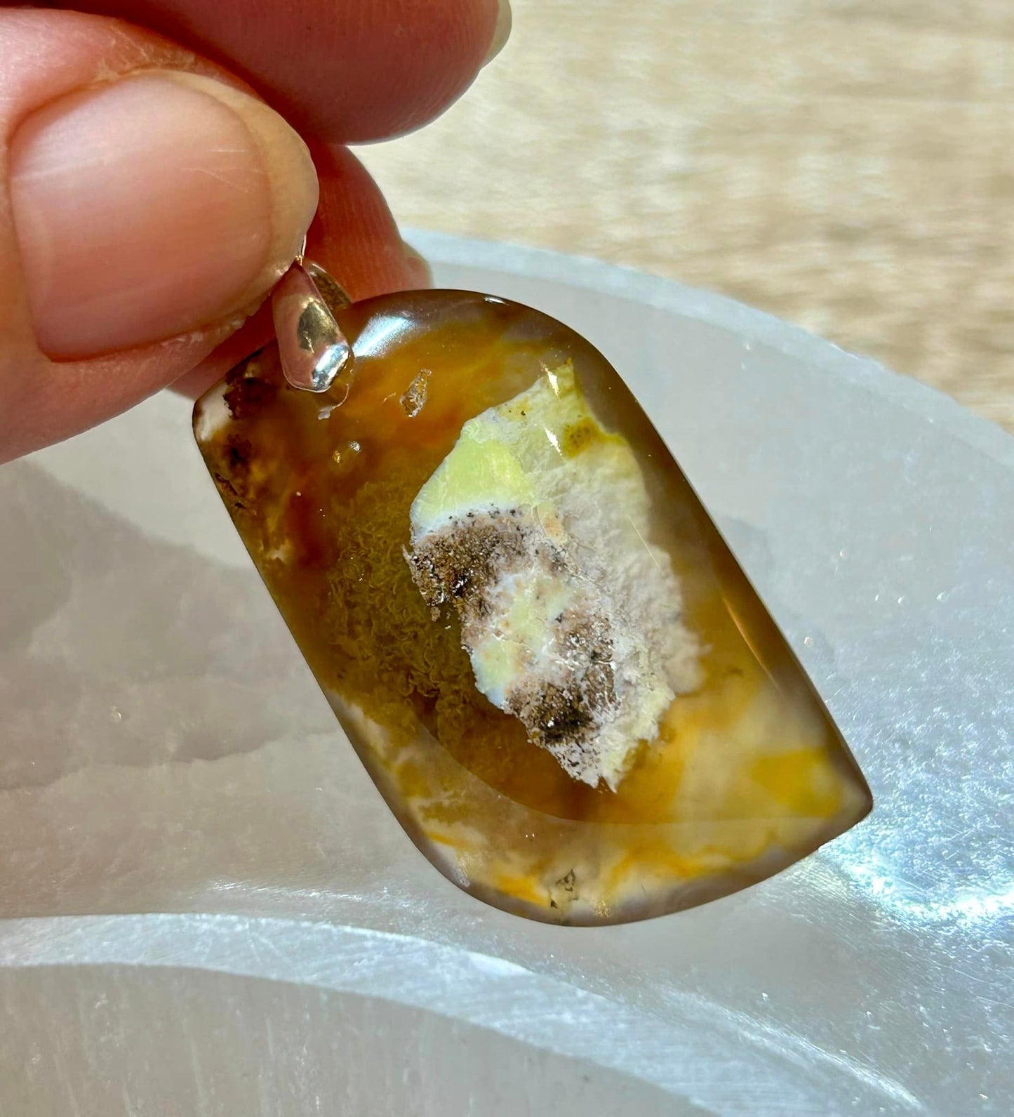 Pendentif en argent 925 d’Opale calcédoine