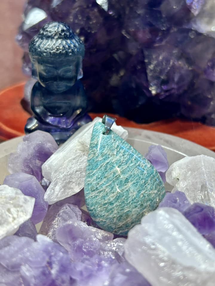 Pendentif en amazonite - bélière en argent 925
