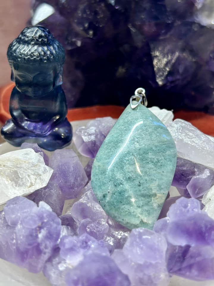 Pendentif en amazonite - bélière en argent 925