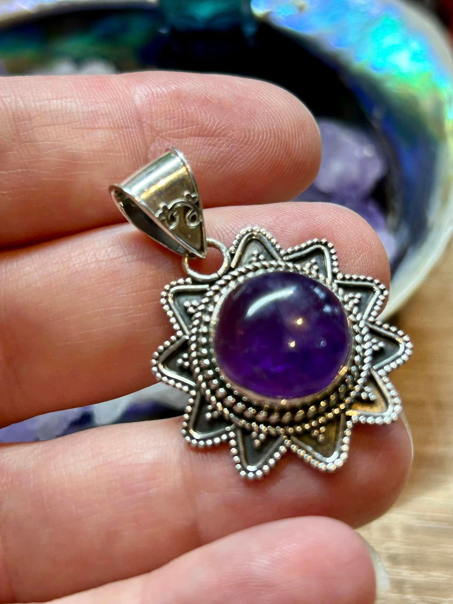 Pendentif en argent améthyste