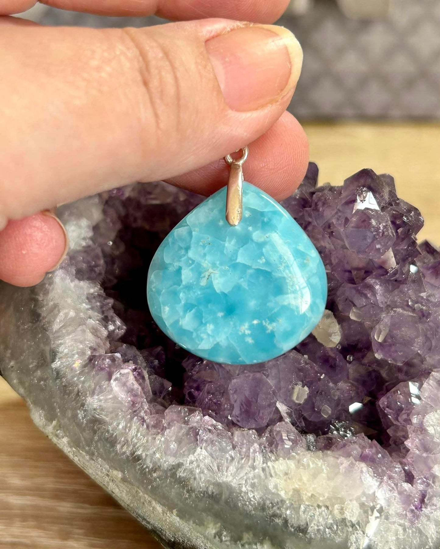 Pendentif d’hémimorphite - bélière argent 925
