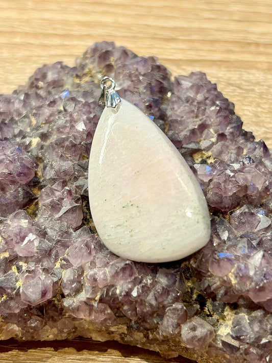 Pendentif de manganocalcite - bélière argent 925