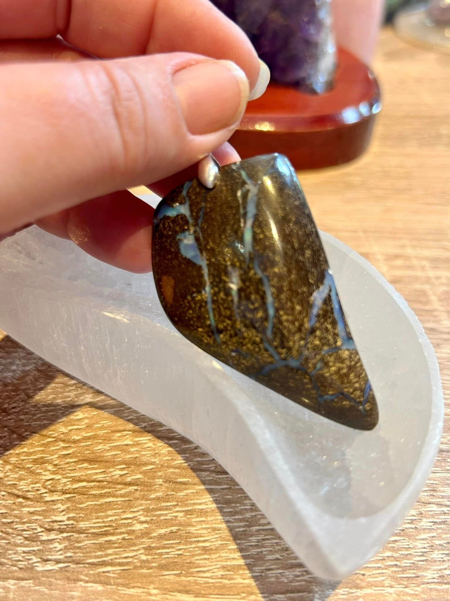 Pendentif d’opale boulder - bélière en argent 925