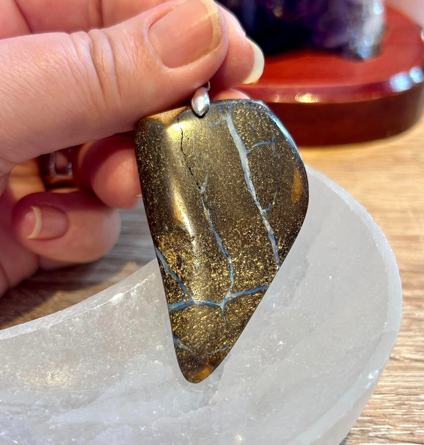 Pendentif d’opale boulder - bélière en argent 925