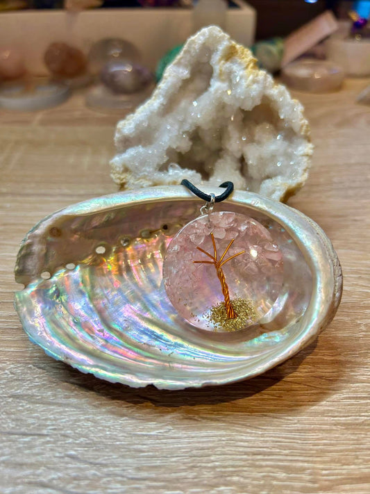 Pendentif orgonite quartz rose
