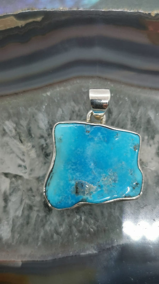 Pendentif de turquoise stabilisée - Argent 925